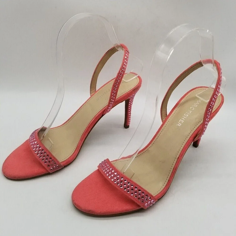 Marc Fisher‎ Women Pink Rhinestone Betila Heel sandals 9.5